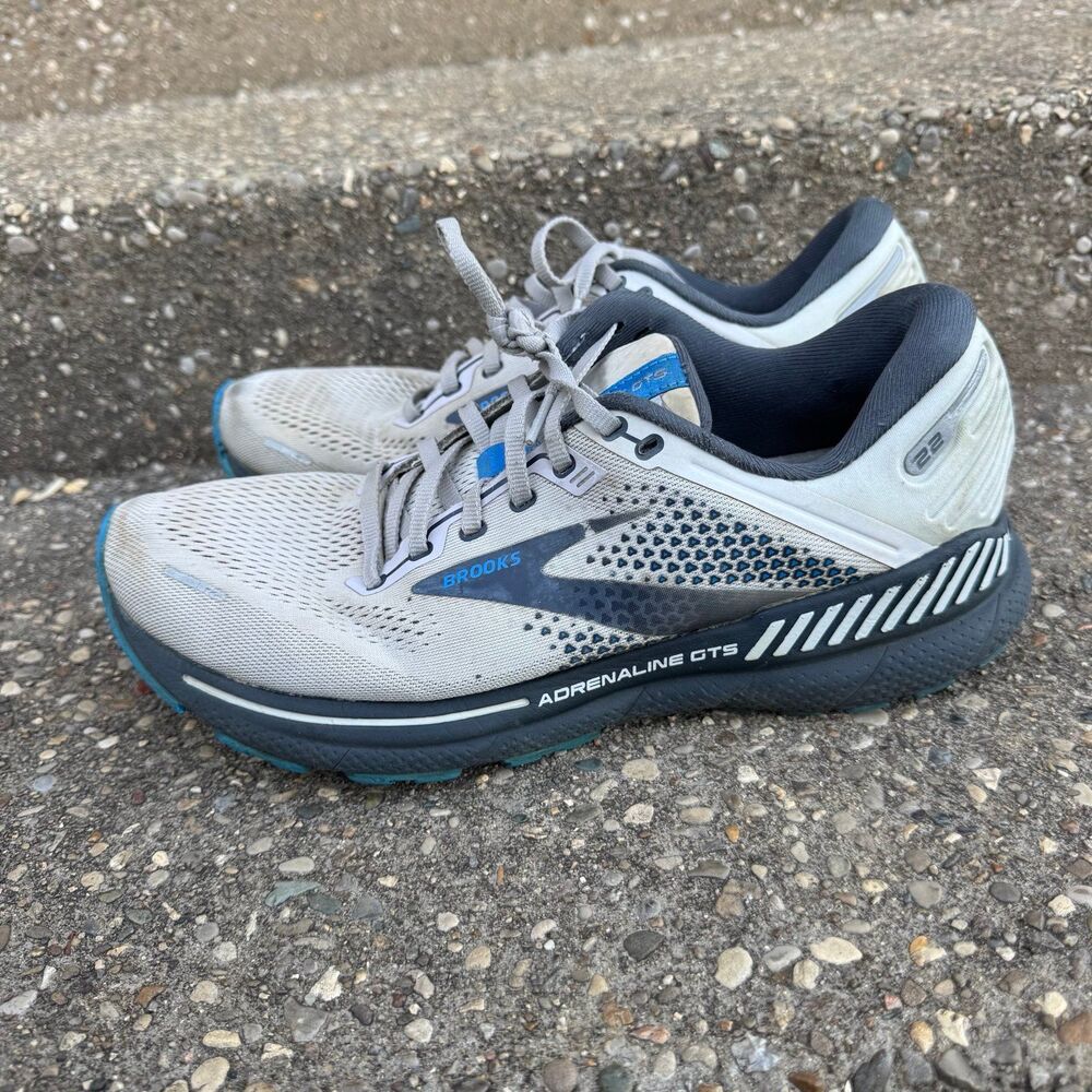 Brooks Adrenaline GTS 22 Running Shoes Mens 9.5 Gray Blue Sneakers 1103661D023